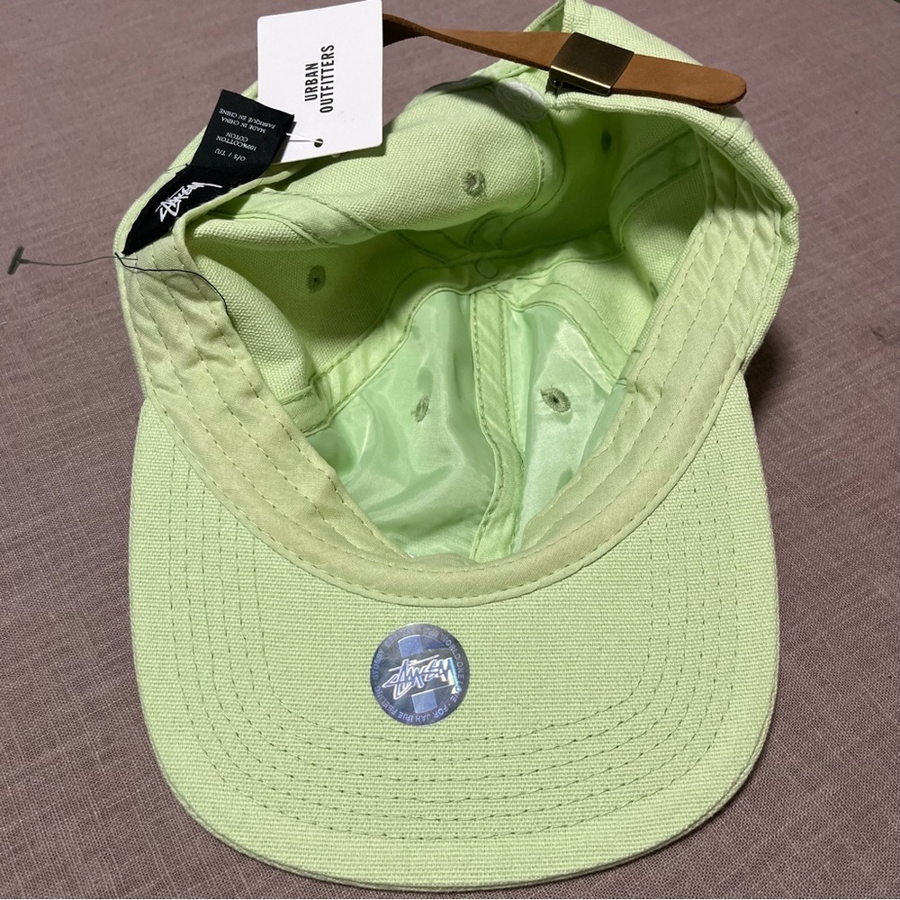 NWT Lime Green Stussy Hat Urban Outfitters Adjustable suede strap - Picture 8 of 8